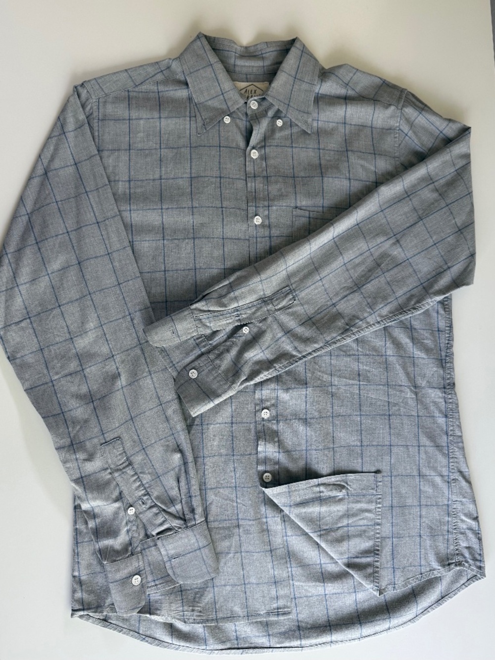 Alex Crane Button-Down Shirt | Size L | Grey Windowpane